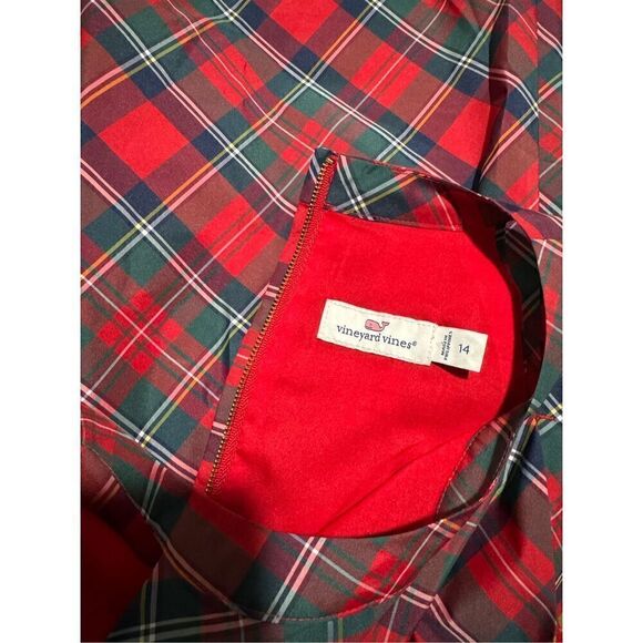 Vineyard Vines tartan Plaid Girl dress sleeveless red and green 14 - Picture 3 of 6